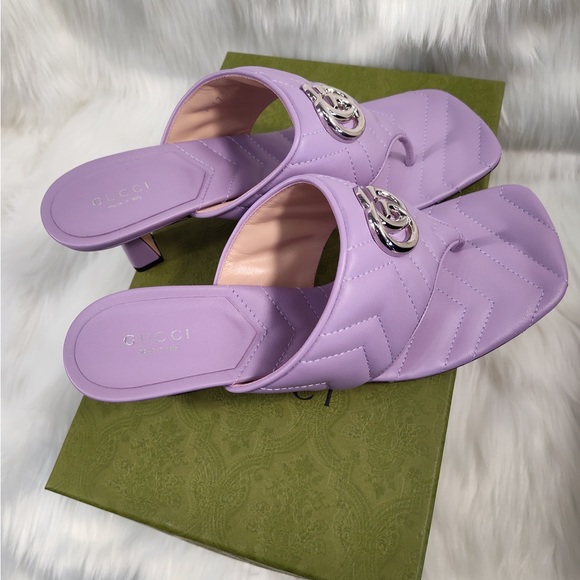 Gucci Purple Quilted Sandals - Picture 13 of 16